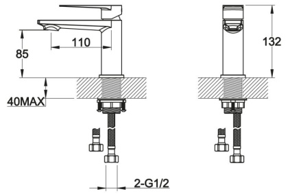 CARIN Смеситель для раковины, без донного клапана, хром CAR-LVM-CRM CARIN Смеситель для раковины, без донного клапана, хром CAR-LVM-CRM