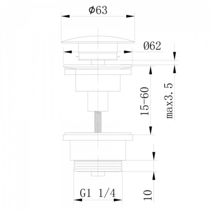 Донный клапан ABBER AF0011 без перелива, клик-клак, хром