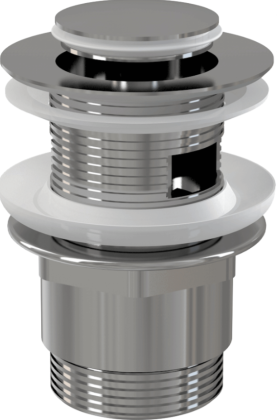 Донный клапан сифона для умывальника CLICK/CLACK 5/4", цельнометаллический с переливом и малой заглушкой