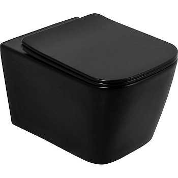 ARDENTE-C Унитаз подвесной безободковый с креплением, черный матовый, BB3202CHR-MB