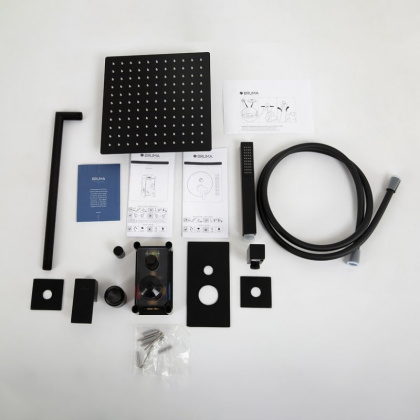 PORTA-DSIPQ-20-SR Душевая система с переключателем для верхнего и ручного душа, верхний душ из стены, квадратный 20 см, материал ABC Исполнение: Sunrise 