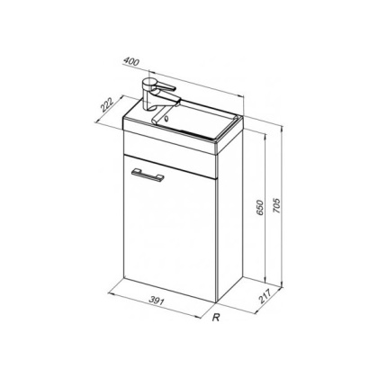 Тумба под раковину Aquanet Нота 40 R (Moduo) белый