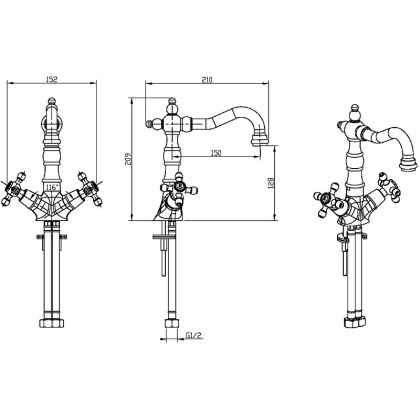 Смеситель для умывальника, высокий _Комплект Смеситель для умывальника, высокий _Комплект