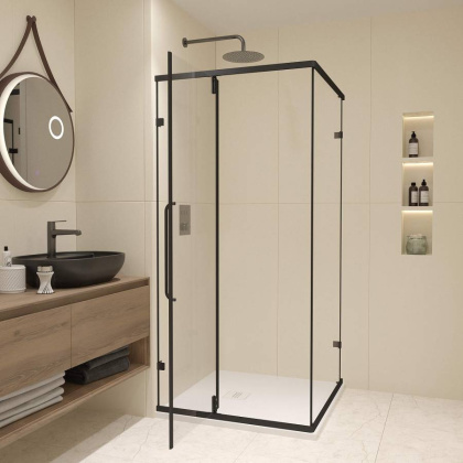 Душевой уголок  90* 90*185 RGW CL-035-B Квадрат/Чёрный/Прозрачное/6 мм