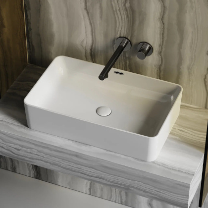 Умывальник чаша накладная прямоугольная со сливом переливом Element 605*385*140мм