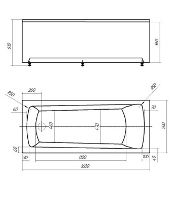 Акриловая ванна Акватек Либра 160x70 LIB160N-0000006