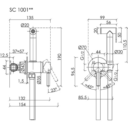 Гигиенический душ SANCOS Start со смесителем, цвет хром глянцевый, арт. SC1001CH
