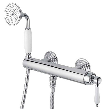 APHRODITE-DM-03/24-Bi Смеситель для душа однорычажный с ручным душем Исполнение: Золото 24 карат, Ручки: Белый 