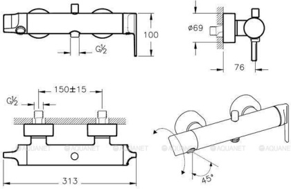 Suit смеситель для ванны/душа