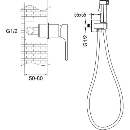 Гигиенический душ со смесителем Rose R1005H, черный