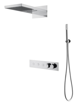 Встроенная душевая система FUSION с термостатом, трехпозиционная CHROME Встроенная душевая система FUSION с термостатом, трехпозиционная CHROME