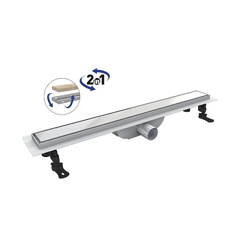 Душевой лоток Drain Leo-41-60 прямой 600 хром Ø 40 мм на ножках, с переходником 40/50