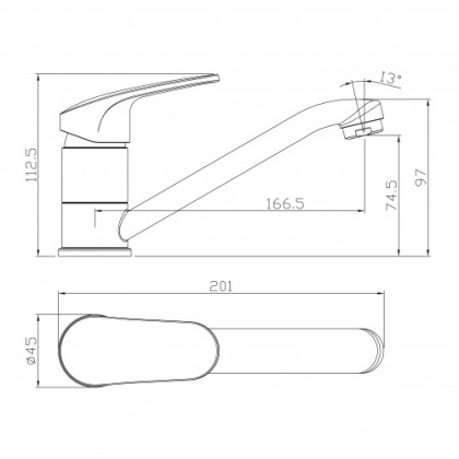 Смеситель Rossinka RS45-22 для раковины с поворотным изливом Смеситель Rossinka RS45-22 для раковины с поворотным изливом
