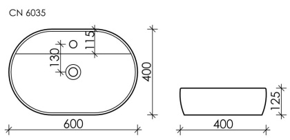 Умывальник накладной Element 600*400*125мм Умывальник накладной Element 600*400*125мм