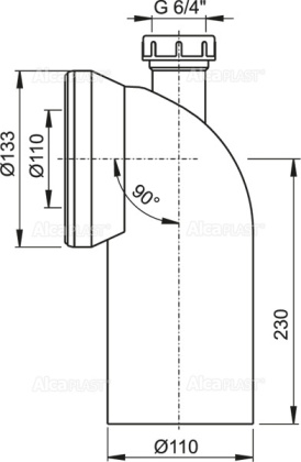 Колено для унитаза с присоединением DN40 - колено 90° 