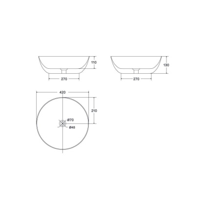 Умывальник накладной, круглый, серый матовый, Point Артемида 42, PN43152GM
