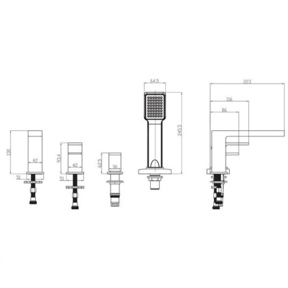 Смеситель на борт ванны OMNIRES BARETTI BA7832CR (хром)