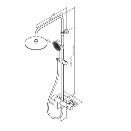 F0785A444  X-Joy, душ.система:  см-ль д/душа с ТМС, душ.штанга,верхний душ 220мм, ручн душ, роз.золо