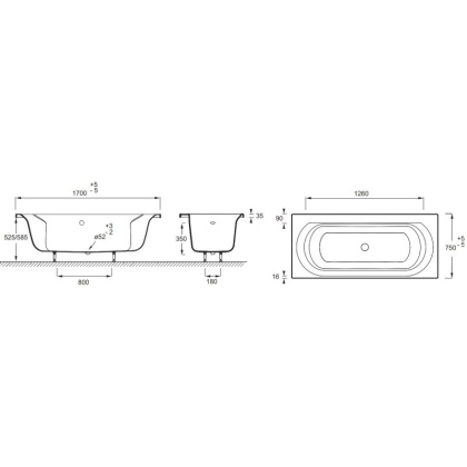 Акриловая ванна Jacob Delafon Elise 170x75 см, шт Акриловая ванна Jacob Delafon Elise 170x75 см, шт
