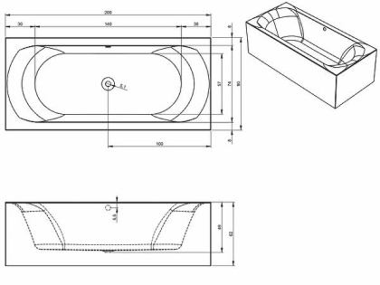 Акриловая ванна Riho Linares 200 R Plug&Play Акриловая ванна Riho Linares 200 R Plug&Play