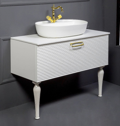 Тумба Linea 100 белая + Золото_Комплект 842-100-WG Boheme