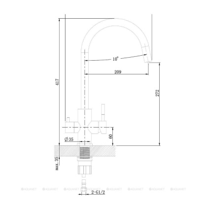 Смеситель для кухни Agger Zest A0700700 с каналом питьевой воды