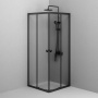 W87G-403-8080-BТ Sunny Душевое ограждание квадратное, раздвижные двери 80x80 черный,стекло прозрачное