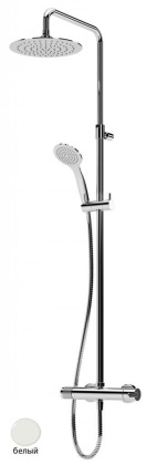 LEAF-CDA-25-L-BIO Душевая стойка телескопическая, с верхним и ручным душем, верхний душ диаметр 250 мм , исполнение Белый матовый