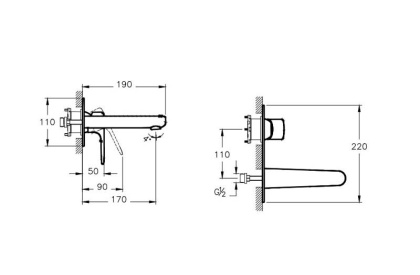 Встроенный смеситель Root Round для раковины, настенный, матовый черный