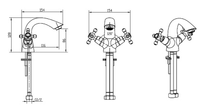 Смеситель для умывальника ROYAL CRYSTAL black, бронза_Комплект Смеситель для умывальника ROYAL CRYSTAL black, бронза_Комплект