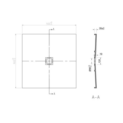 Поддон для душа из искусственного камня VST-2SR29090B, 900*900*35, черный матовый