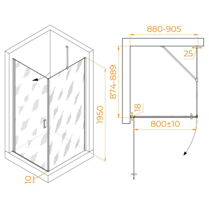 Душевой уголок RGW LE-034 (LE-003 + Z-14) 900x900