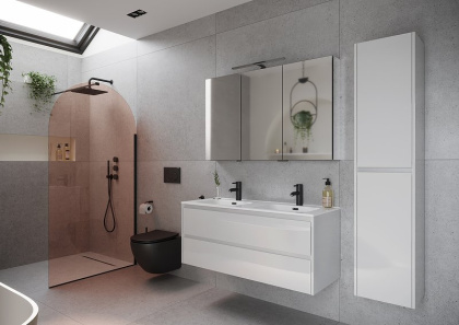 Тумба подвесная SANCOS Libra 1190х450х500, c двумя ящиками оснащенными доводчиками, белый глянец , арт. LB120-2W