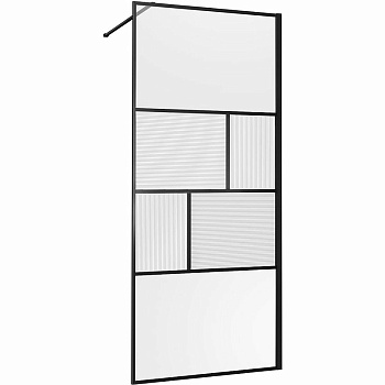 Душевая перегородка Walk-In VSW-1HC120CFB, 1200*2000, черный, стекло прозрачное/рифленое