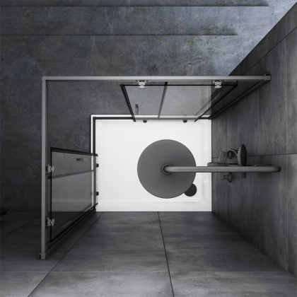 W90G-404-100280-BT Gem душ.ограждение 100х80 прям.,стекло прозрачное, профиль Черный мат.,без поддон