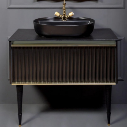 Тумба Canale 100 черная + Золото_Комплект 843-100-BG Boheme