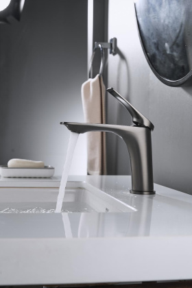 Смеситель для раковины латунь, оружейная сталь S9101T Смеситель для раковины латунь, оружейная сталь S9101T