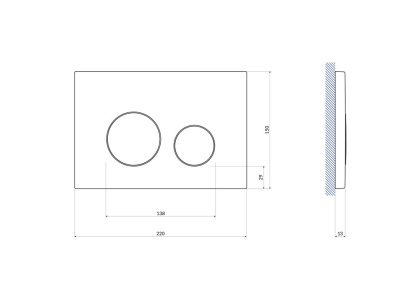 Кнопка TWINS пластик белый матовый с рамкой
