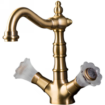 Смеситель для умывальника высокий, Camelia бронза_Комплект