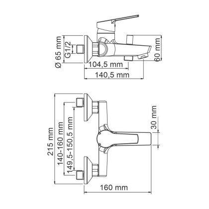 Rhin 4401 Смеситель для ванны с коротким изливом Wasserkraft Rhin 4401 Смеситель для ванны с коротким изливом Wasserkraft