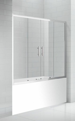 Шторка на ванну ECO-O-VF-2-170/145-C-Cr Условные размеры:1700х1450 Габариты с диапазоном регулировок: (1680-1710)х1450 Ширина входа: 545 