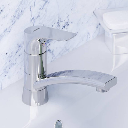 770220001 Jupiter, Смеситель для умывальника с поворотным изливом, Хром