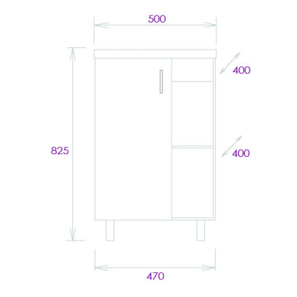 Тумба Onika Тимбер 50 напольная, белая мат./дуб сонома (ум. Фостер 50)