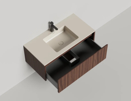 Подвесная тумба Domino 1000, шпон, под встраиваемую раковину, гладкий фасад