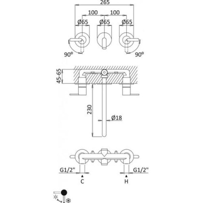 LEAF-BLI3L-L-PS Смеситель для раковины встраиваемый на три отверстия, исполнение Sunset PVD LEAF-BLI3L-L-PS Смеситель для раковины встраиваемый на три отверстия, исполнение Sunset PVD