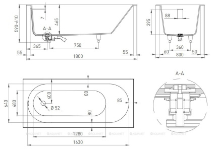 Ванна из искусственного камня ORNELLA_KIT 180,102412G Ванна из искусственного камня ORNELLA_KIT 180,102412G