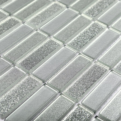Мозаика стеклянная Silver Light 300*300 (чип 4*15*48)(22шт.-0,99м2), м2 Мозаика стеклянная Silver Light 300*300 (чип 4*15*48)(22шт.-0,99м2), м2