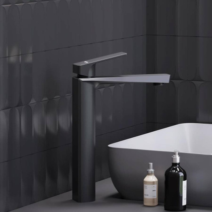 400250300 Merkur высокий Смеситель для умывальника, чёрный