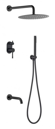 Смеситель встроенный + верхний+ ручной душ, Uno. Black Смеситель встроенный + верхний+ ручной душ, Uno. Black