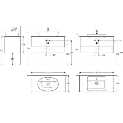 Тумба PLAZA Modern подвесная 100 дуб орегон 1 ящик + полка PLB.MN.100.1\OAK.O